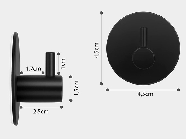 Wieszak haczyk pojedyńczy okrągły na ręcznik samoprzylepny czarny stalowy