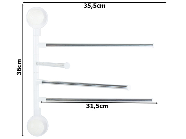 Wieszak na ręczniki łazienkowy obrotowy 4 ramiona