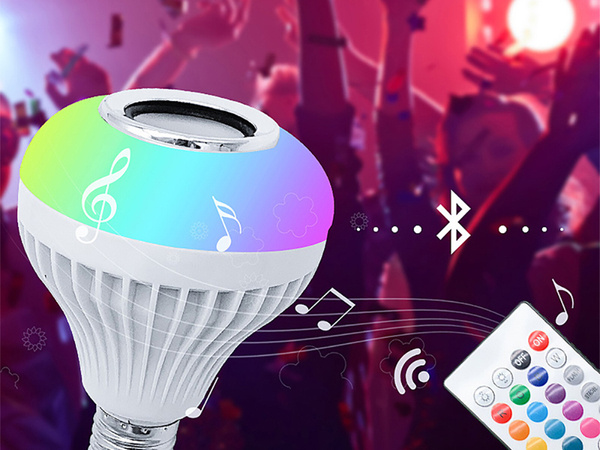 Żarówka kolorowa led rgb głośnik bluetooth pilot