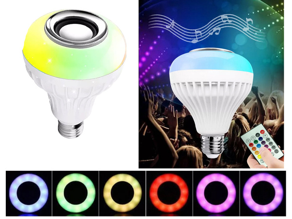 Żarówka kolorowa led rgb głośnik bluetooth pilot