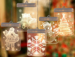 Witraż led 3d na okno ozdoba lampki świąteczne